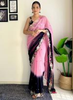 Faux Georgette Pink Festival Wear Sequins Work Saree